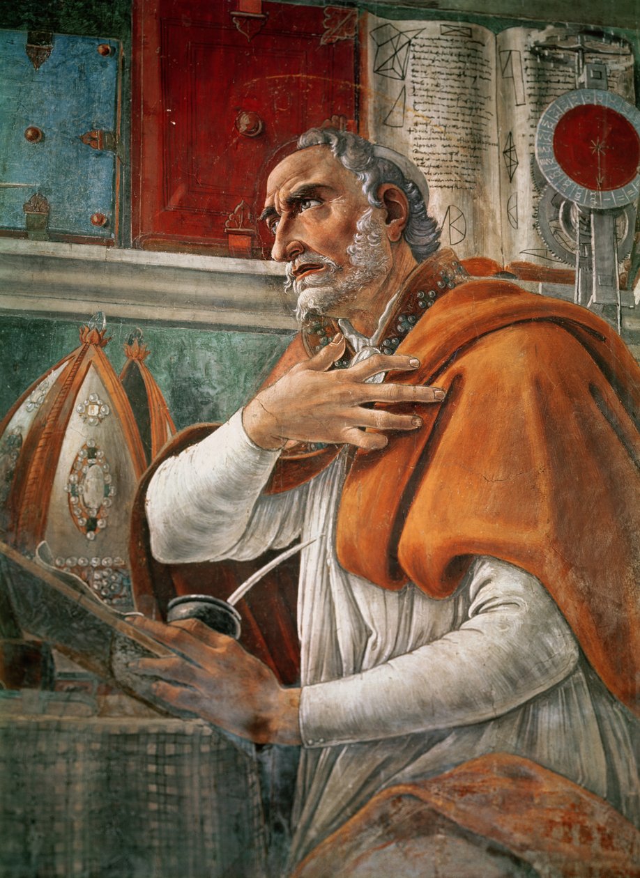 St. Augustine in his Cell, noin 1480 (yksityiskohta 29143) tekijältä Sandro Botticelli