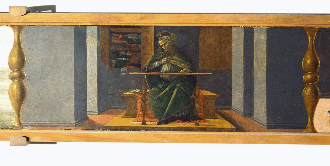 Pyhä Augustinus tutkimuksessaan, predella-paneeli Pyhän Markuksen alttaritaulusta, n. 1488-1490 (tempera paneelissa) (katso 44363) tekijältä Sandro Botticelli