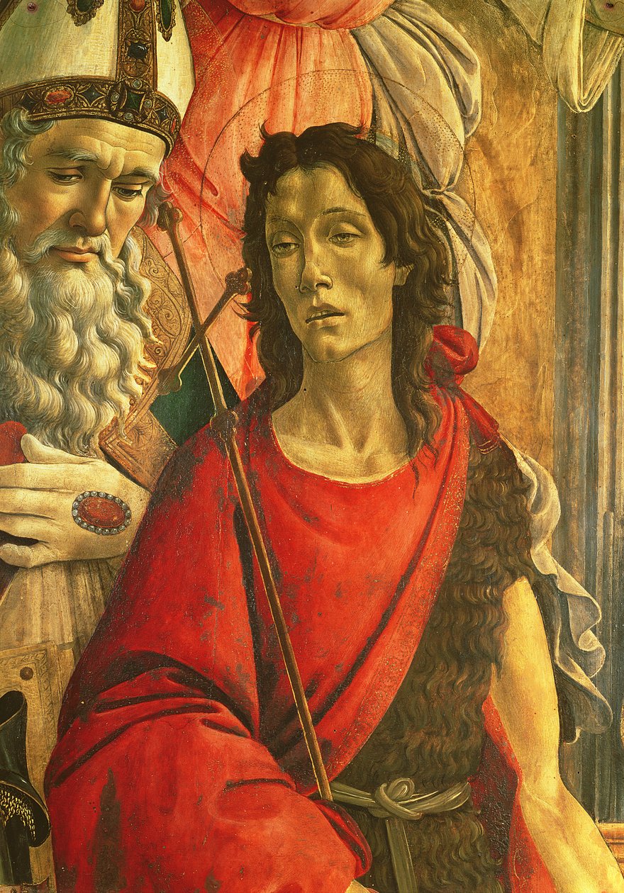Pyhä Johannes Kastaja, yksityiskohta Pyhän Barnabaksen alttaritaulusta n. 1487 (tempera taulussa) tekijältä Sandro Botticelli