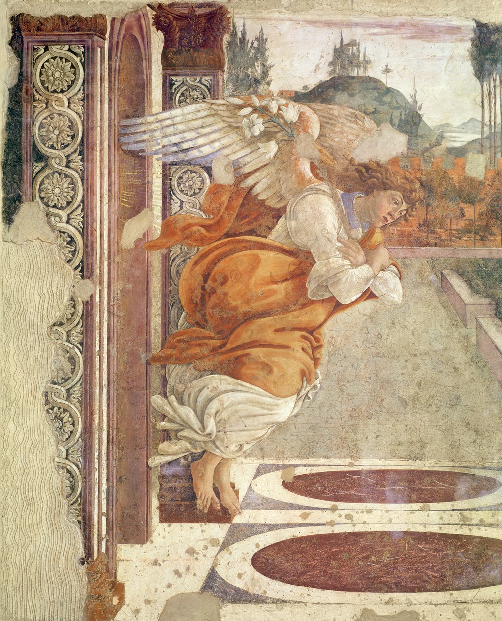 Anunciation, enkelin yksityiskohta, 1481 (tempera puulla) tekijältä Sandro Botticelli