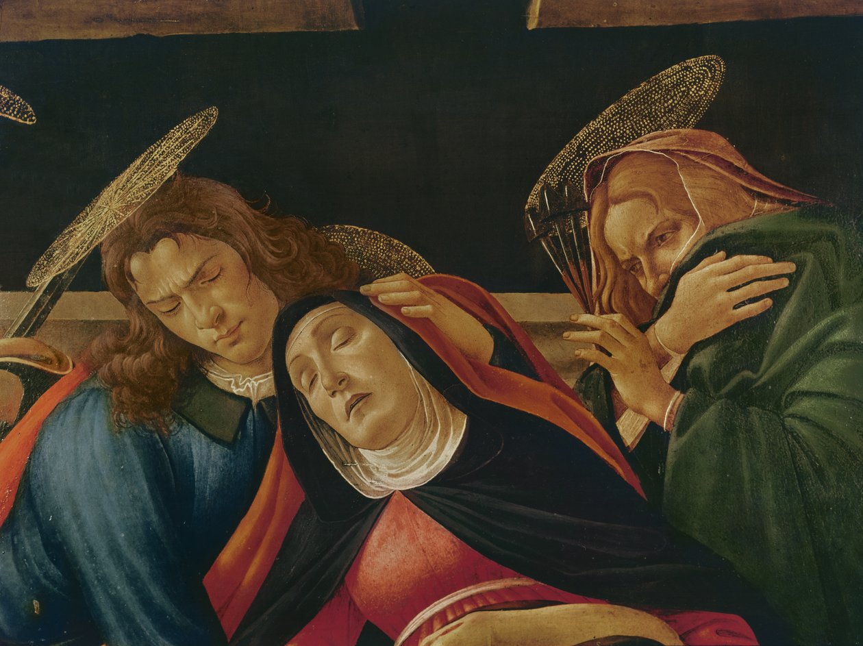 Neitsyen ja Pyhän Johanneksen valitus Kristuksen kuolemasta, n. 1490 tempera puulla tekijältä Sandro Botticelli