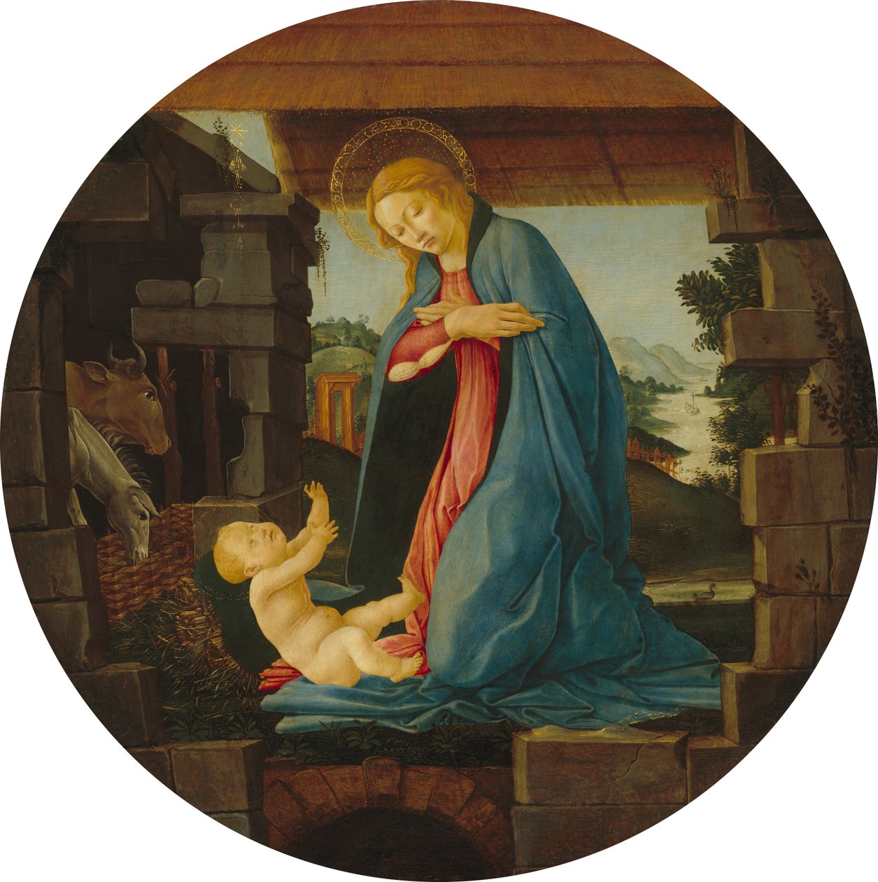 Neitsyt palvoo lasta tekijältä Sandro Botticelli