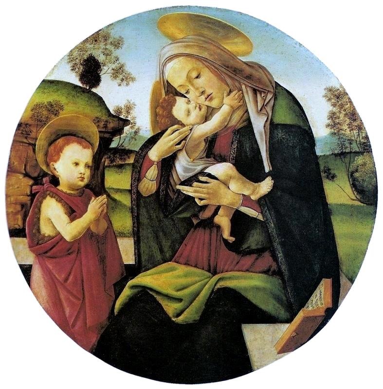 Virgem com tai Menino ja São João Batista Criança tekijältä Sandro Botticelli