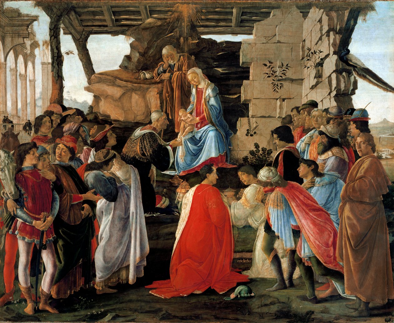 Maagisten palvominen, n.1475 (tempera paneelille). tekijältä Sandro (1444/5 1510) Botticelli