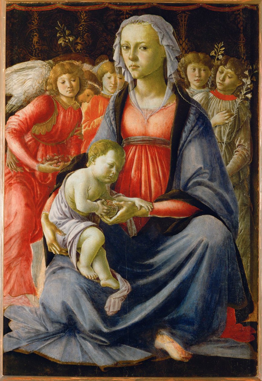 Madonna lapsen ja viiden enkelin kanssa. Öljy MI 478 ... tekijältä Sandro (1444/5-1510) Botticelli