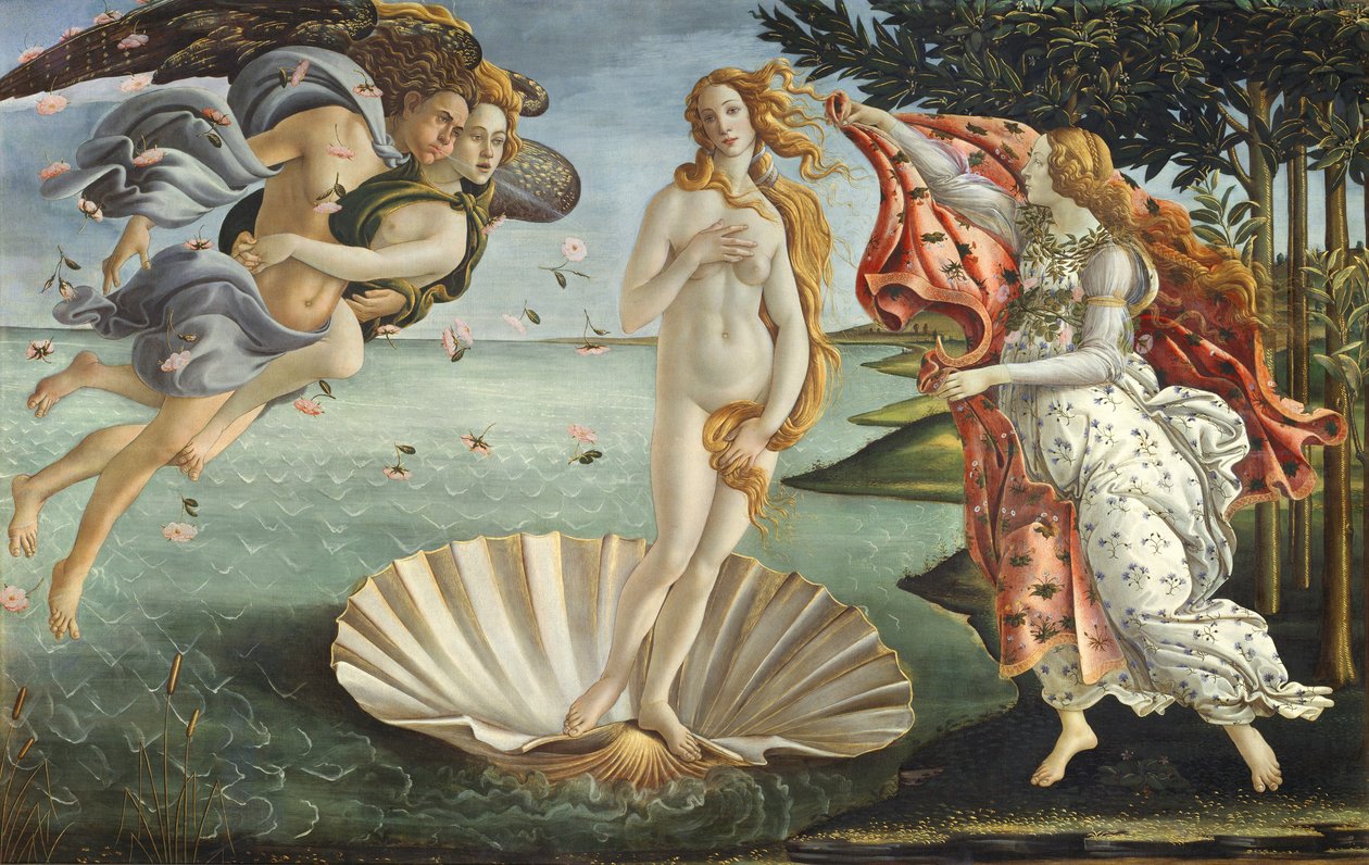 Venuksen syntymä, n. 1485 (tempera kankaalle) tekijältä Sandro (1444/5 1510) Botticelli