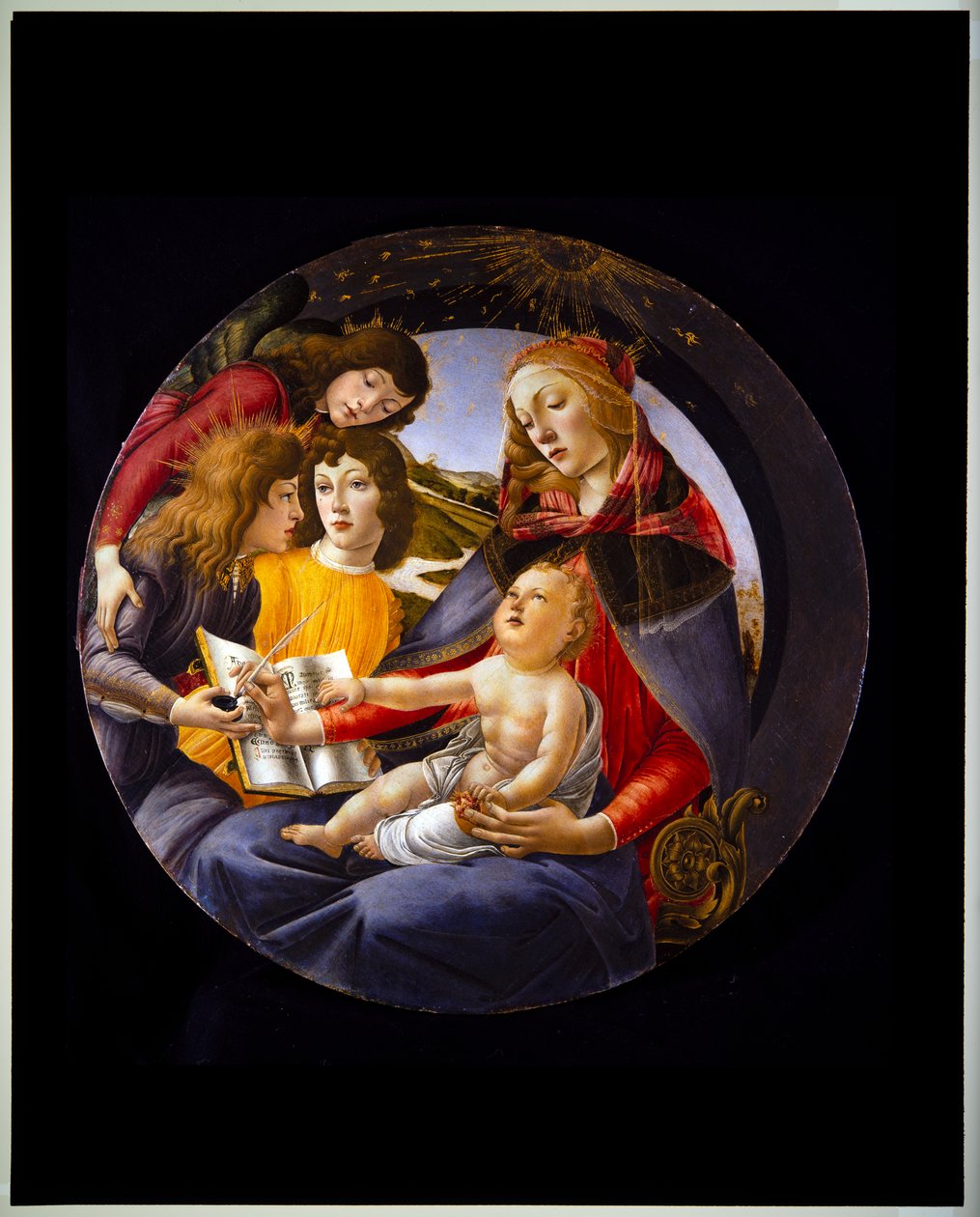 Neitsyt ja lapsi kolmen enkelin kanssa, myös Magnificatin madonna (paneeli) tekijältä Sandro (1444/5 1510) Botticelli