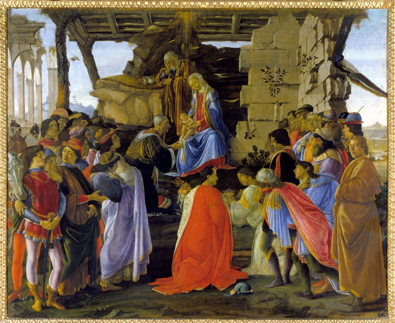 "Adoration of Magi" -esitys Medici-perheen jäsenestä tekijältä Sandro Botticelli