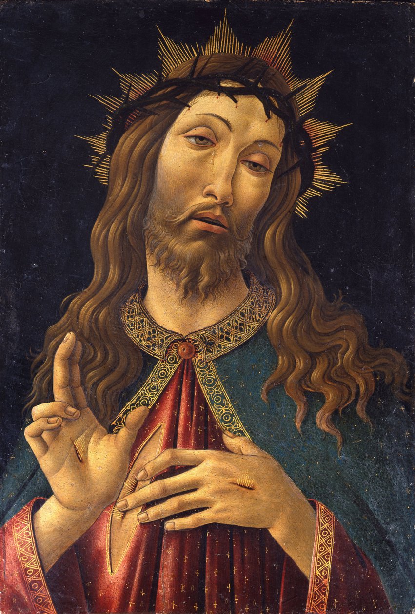 Jeesus Kristus Lunastaja "" Alessandro di Mariano dei Filipepin maalaus nimeltä Sandro Botticelli (1445-1510) 1500 Bergamo. Galleria dell