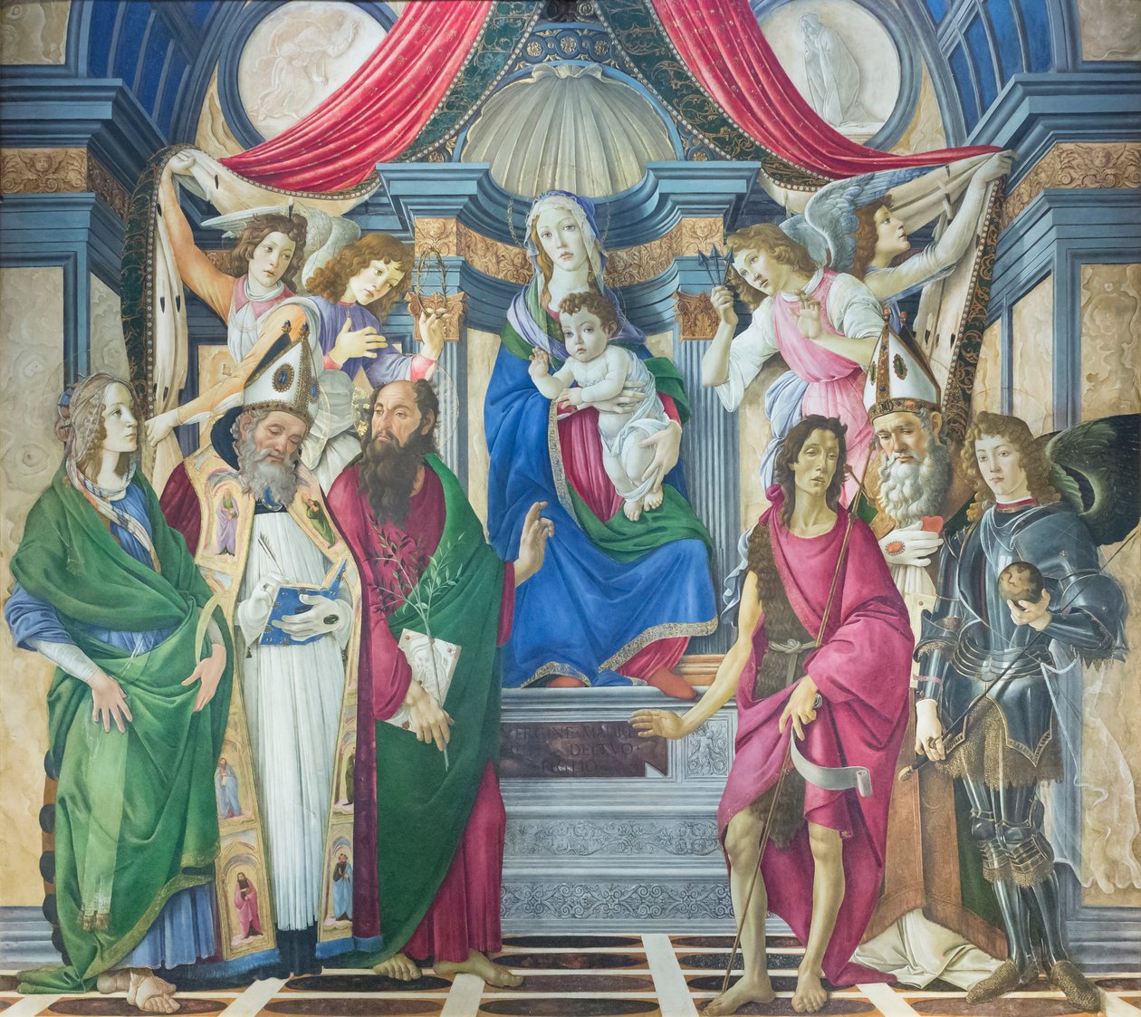 Madonna ja lapsi valtaistuimelle pyhien kanssa tekijältä Sandro Botticelli