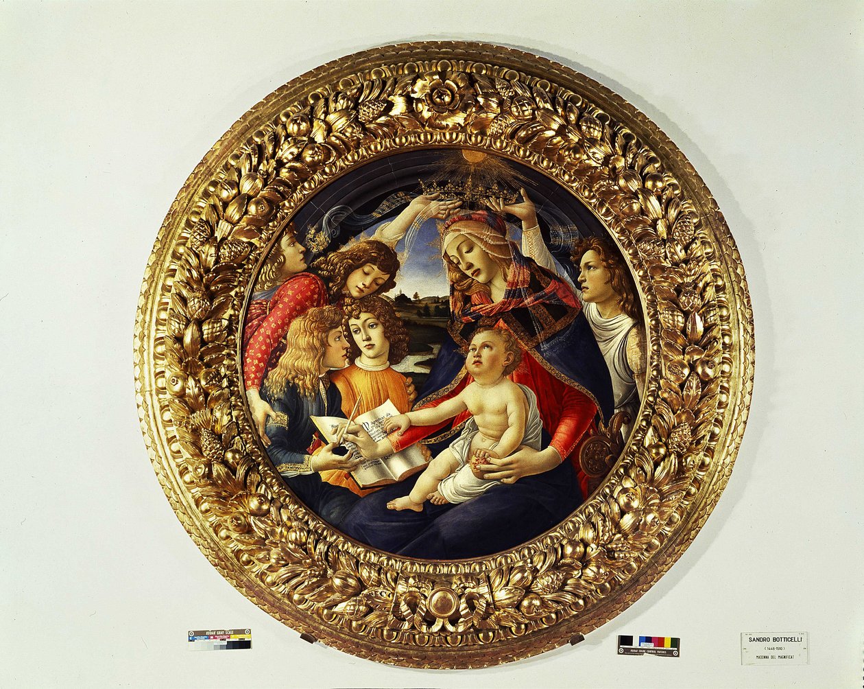 Madonna del Magnificat ja viisi enkeliä (tondo) - 1481-1483 tekijältä Sandro Botticelli