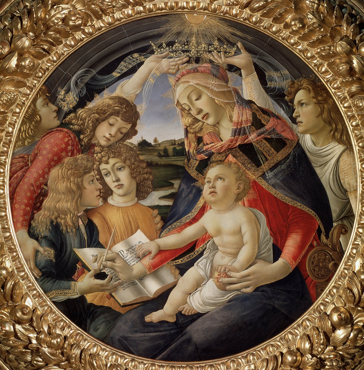 Madonna Magnificat tai Neitsyt lapsen ja viiden enkelin kanssa (tempera puulla tekijältä Sandro Botticelli