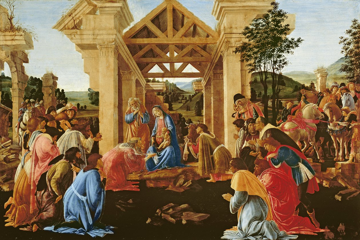The Adoration of the Magi, n. 1478-82 (tempera ja öljy paneelissa) tekijältä Sandro Botticelli