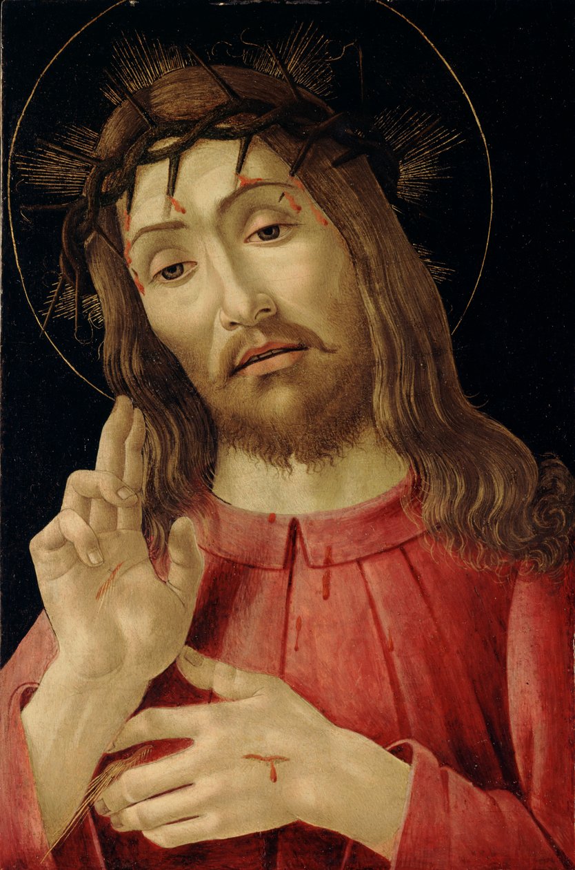 Ylösnoussut Kristus, n. 1480 (maali puulevylle) tekijältä Sandro Botticelli