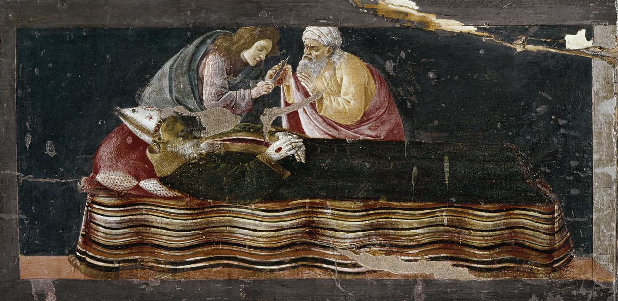 Pyhän Ignatiuksen sydämen louhinta. Yksityiskohta pyhän Barnaban alttaritaulusta (Tempera puulla tekijältä Sandro Botticelli