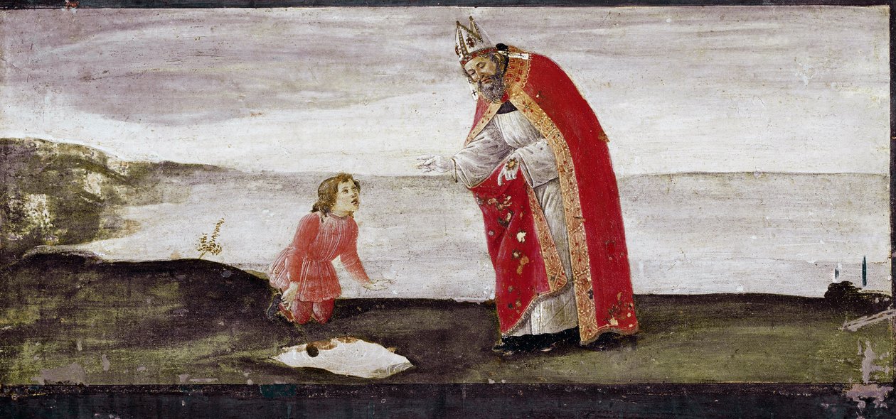 Visio Pyhästä Augustinuksesta, yksityiskohta Pyhän Barnaban alttaritaulusta (tempera puulla tekijältä Sandro Botticelli