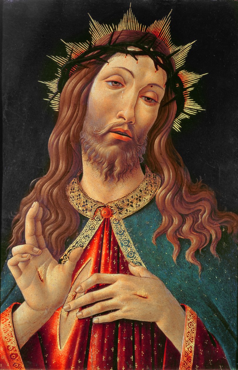Ecce Homo tai The Redeemer, n. 1474 (tempera paneelissa) tekijältä Sandro (attr. to) Botticelli