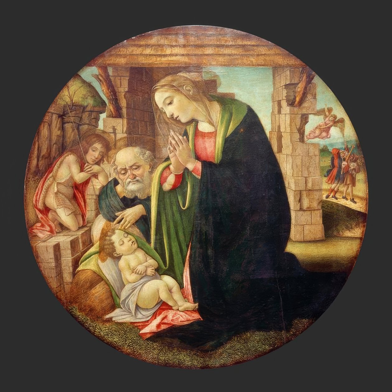 Anbetung des Kindes mit dem Johannesknaben tekijältä Sandro Botticelli