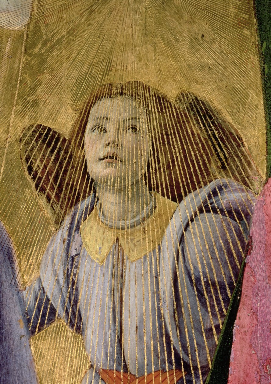 Enkeli, Neitsyt Marian kruunajaisista, n.1488-90, tempera paneelilla, yksityiskohta kuvasta 44363. tekijältä Sandro Botticelli