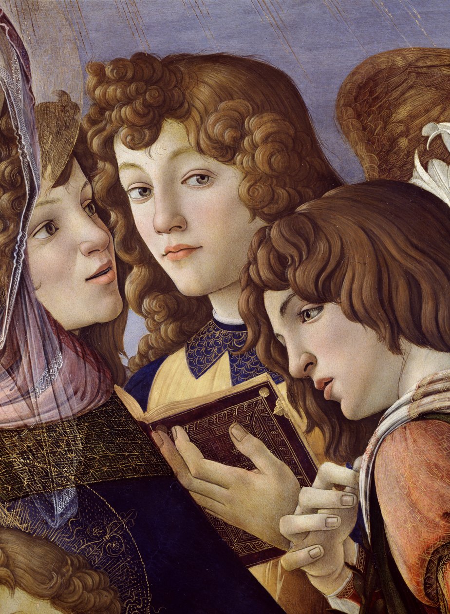 Enkelit Madonna della Melagranan kuvasta yksityiskohta 44340:stä tekijältä Sandro Botticelli