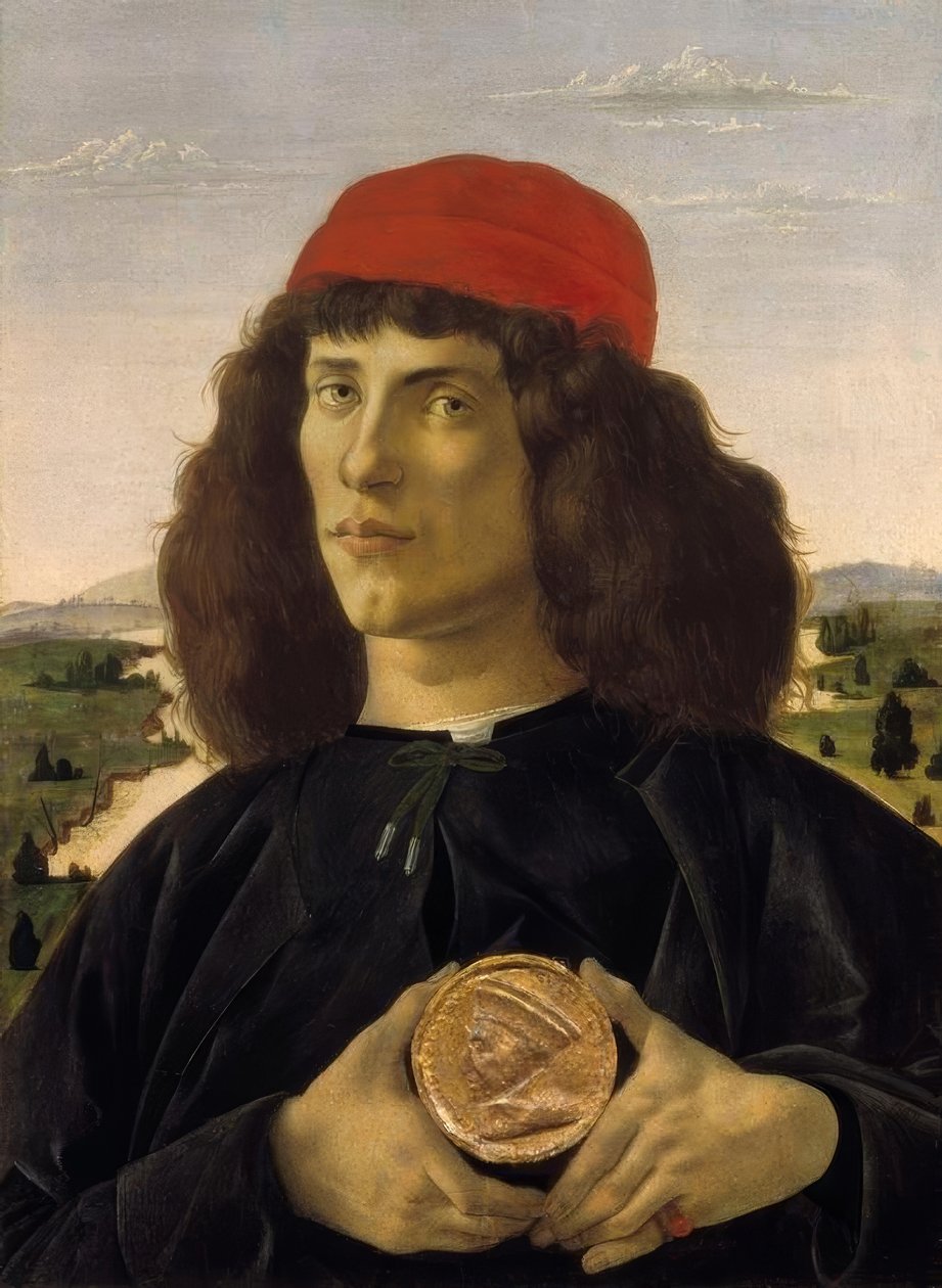Bildnis eines Unbekannten mit der Medaille von Cosimo dem A tekijältä Sandro Botticelli