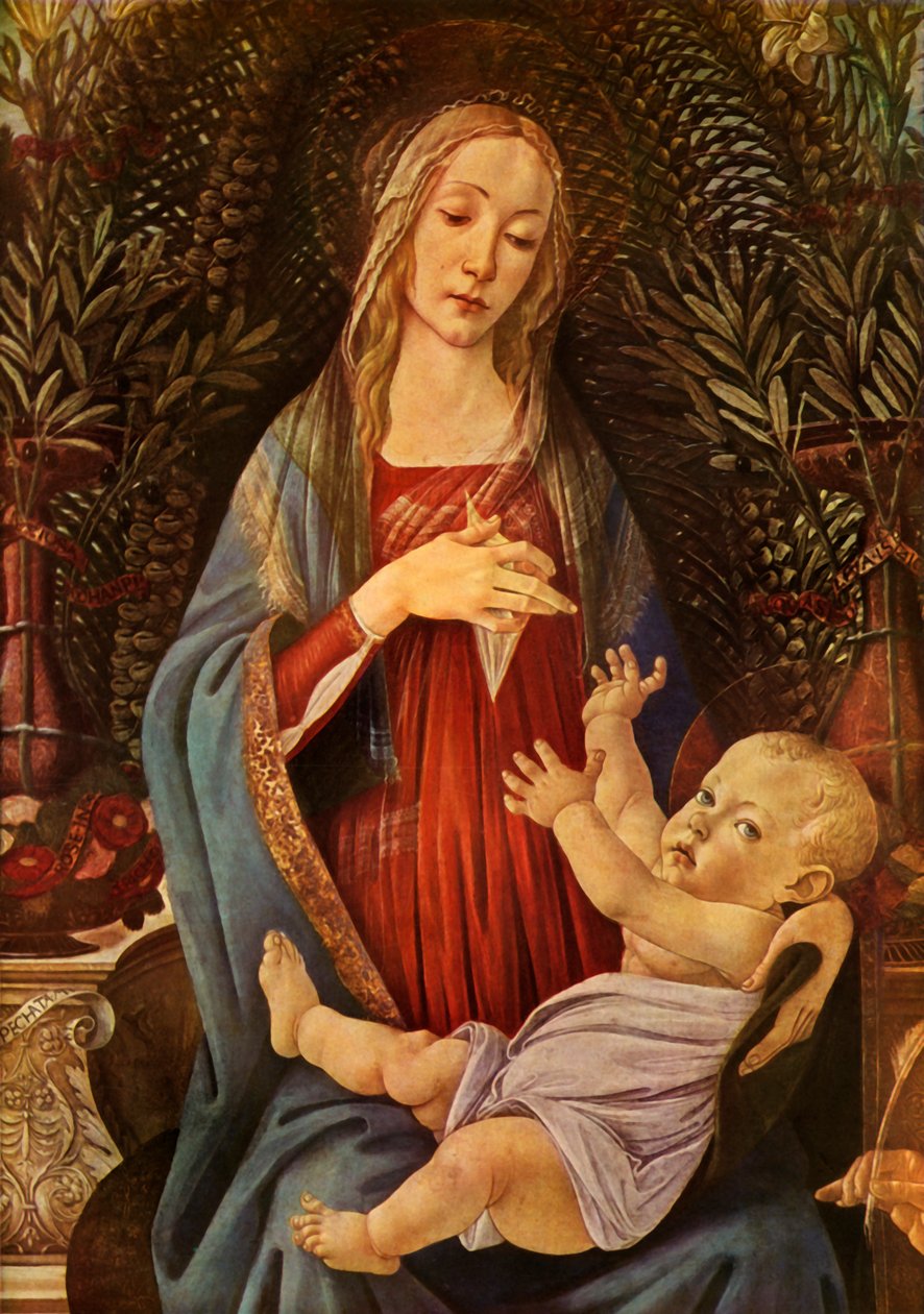 Yksityiskohta Madonna ja lapsi molempien pyhien Johanneksen kanssa, 1485, 1937. tekijältä Sandro Botticelli