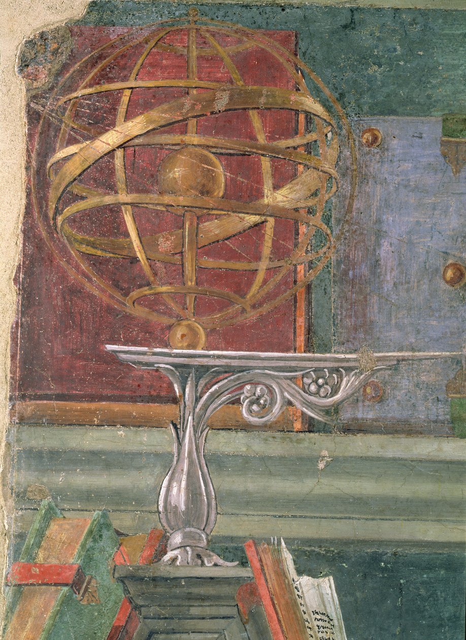 Yksityiskohta St.Augustinen työhuoneesta, jossa näkyy käsivarsipallo (katso myös 44371) tekijältä Sandro Botticelli