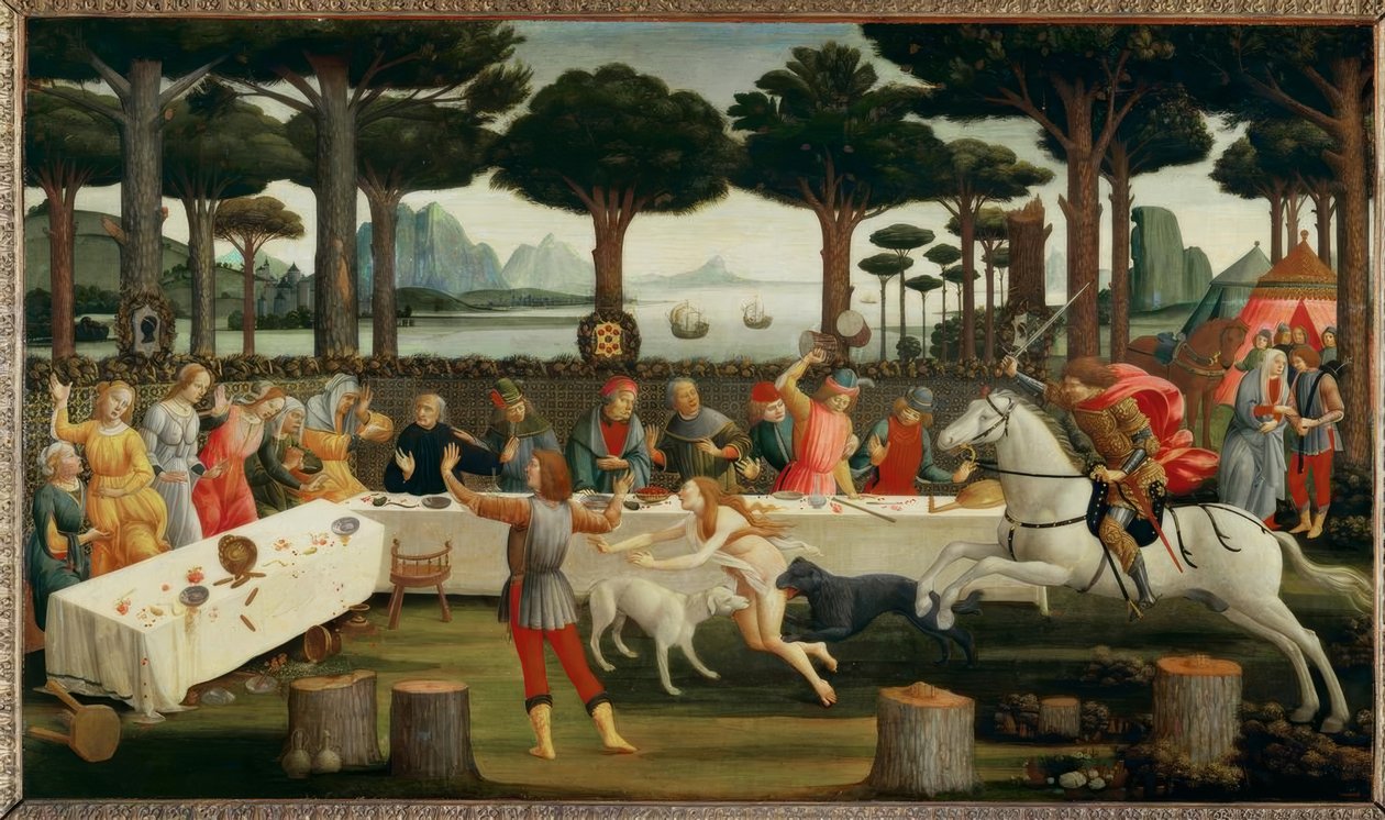 Die Geschichte des Nastagio degli Honesti III tekijältä Sandro Botticelli