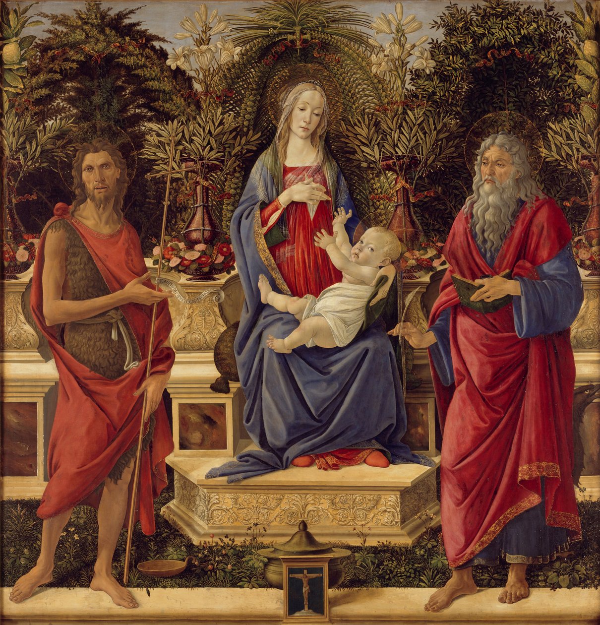 Valtaistuimelle noussut Madonna lapsen ja pyhien kanssa, 1485 tekijältä Sandro Botticelli