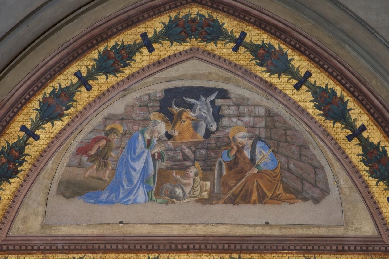 Geburt Christi mit dem herbeieilenden Johannesknaben tekijältä Sandro Botticelli