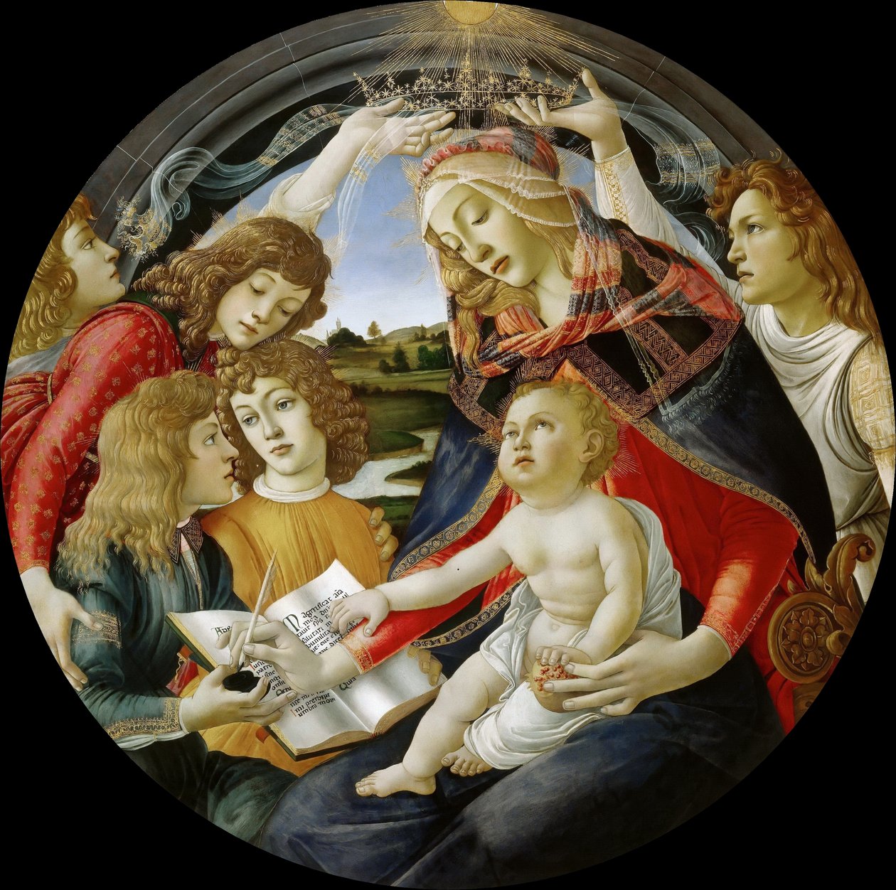 Italian: Madonna of the Magnificat Madonna of the Magnificat (Magnificatin Madonna) tekijältä Sandro Botticelli