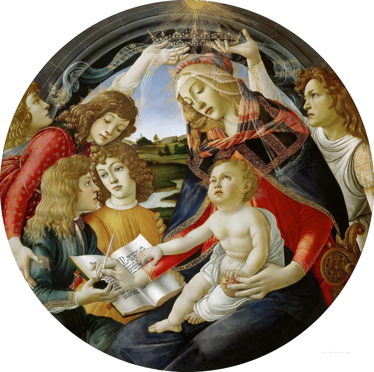 Italian: Madonna of the Magnificat Madonna of the Magnificat (Magnificatin Madonna) tekijältä Sandro Botticelli