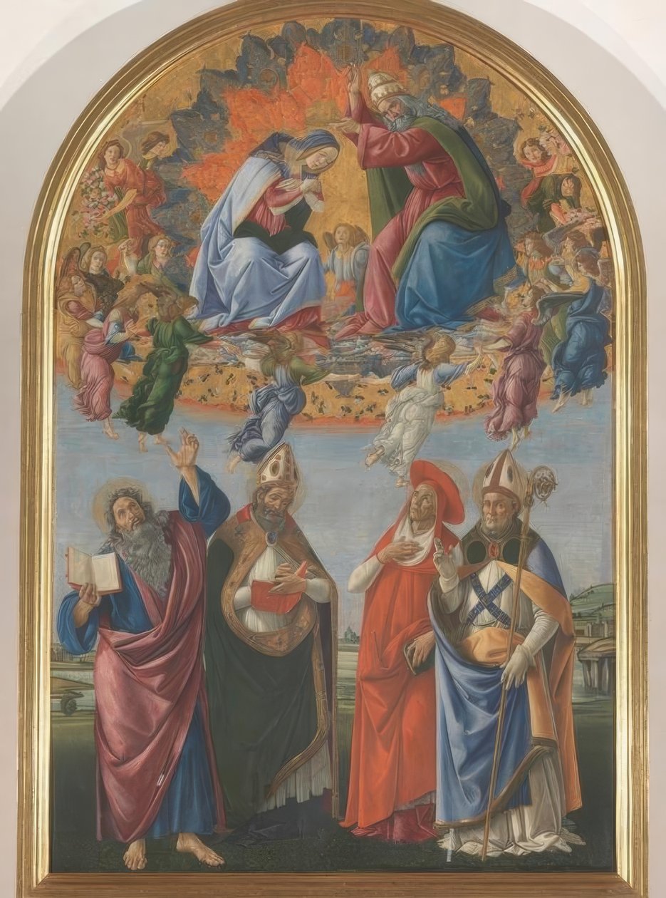 Marian kruunaus neljän pyhän kanssa tekijältä Sandro Botticelli