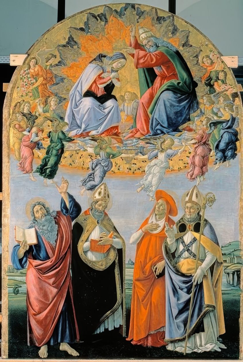Marian kruunaus neljän pyhän kanssa tekijältä Sandro Botticelli