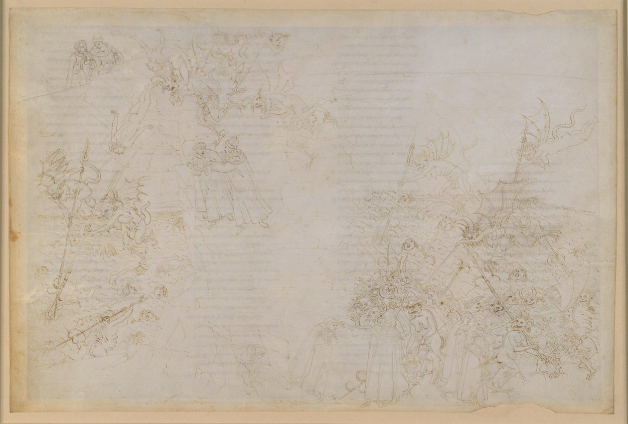 La Divina Commedia, Inferno XXI. Vergilius ja Dante helvetin kahdeksannessa piirissä (Malebolge), 5. bolgia: Julkisten virkojen väärinkäyttäjien rangaistus; Paholaisten johdattama matka tekijältä Sandro Botticelli