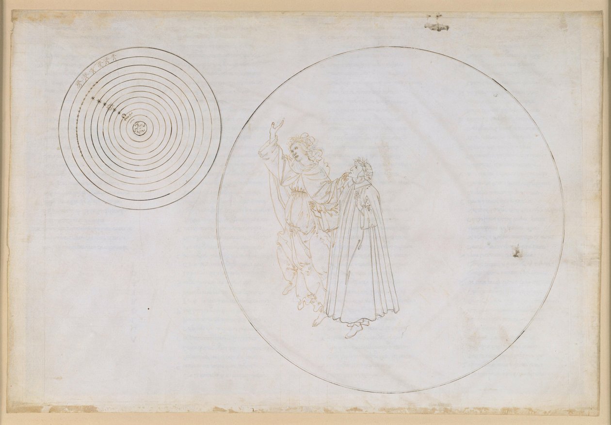 La Divina Commedia, Paradiso II. Beatrice selittää Dantelle paratiisia tekijältä Sandro Botticelli