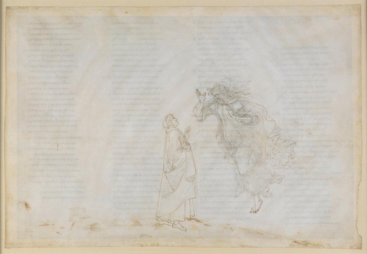 La Divina Commedia, Paradiso V. Ensimmäinen planeettasfääri (kuun taivas): Beatrice selittää Dantelle kirkon dispensiin periaatteet; nousu Marsin sfääriin tekijältä Sandro Botticelli