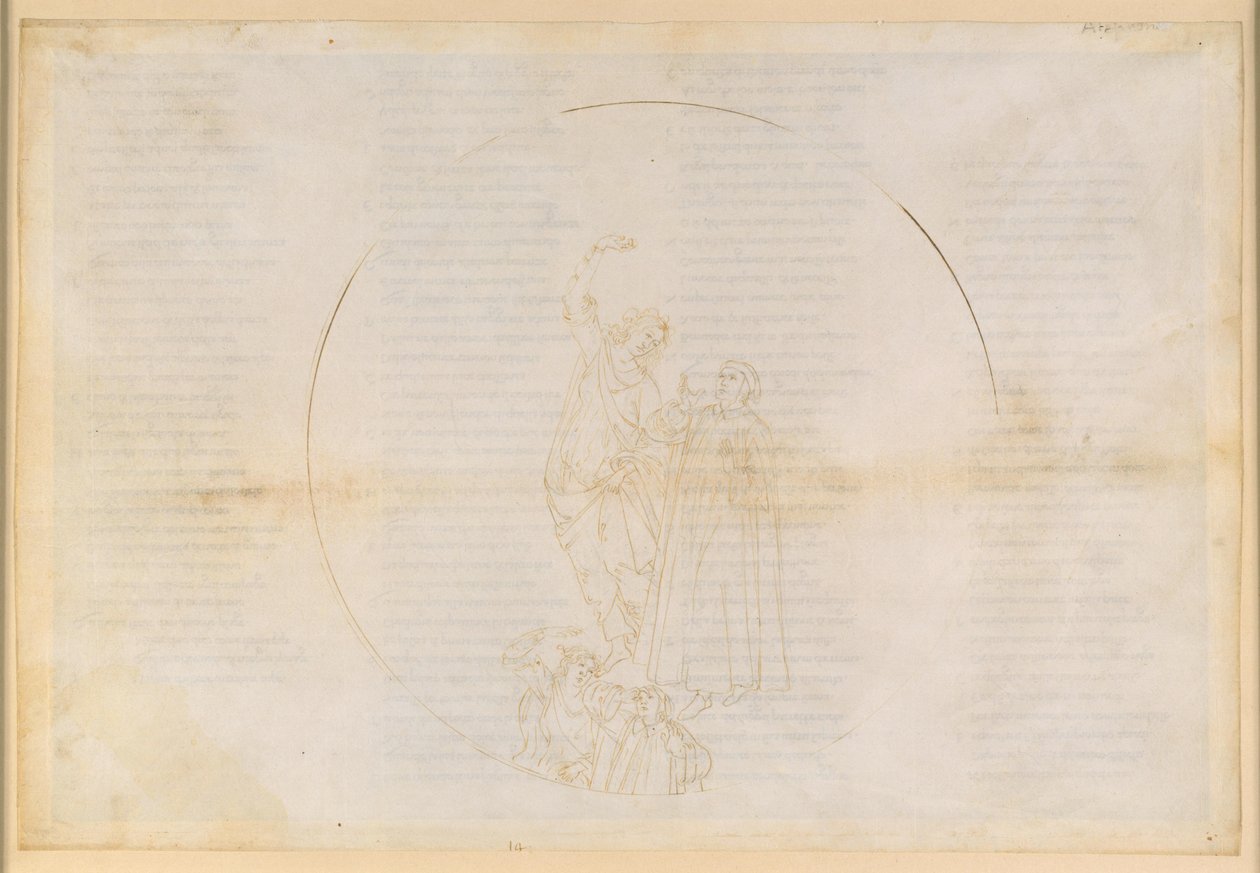 La Divina Commedia, Paradiso XIV. Neljäs planeettasfääri (aurinkotaivas): Salomo kertoo Dantelle ruumiin kirkastumisesta ylösnousemuksen jälkeen; nousu Marsin sfääriin; Kristuksen näky tekijältä Sandro Botticelli