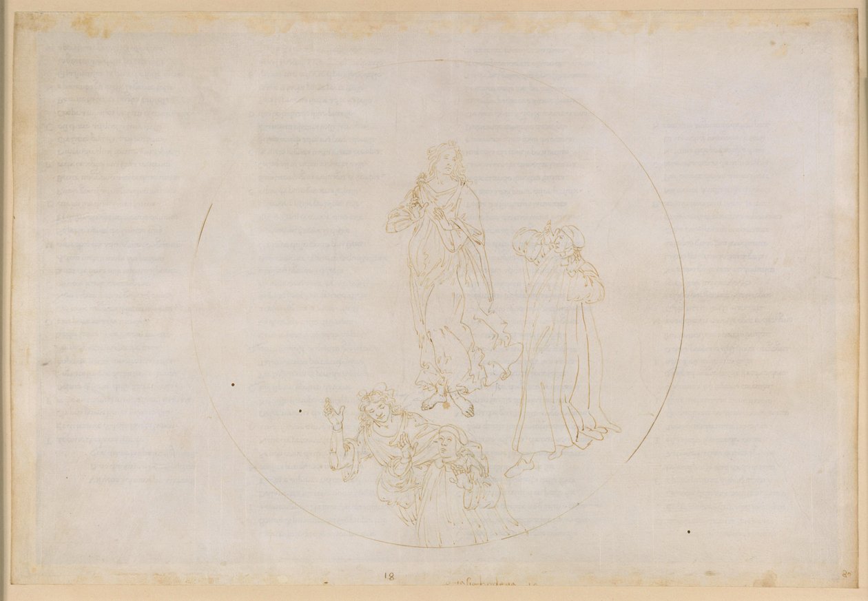La Divina Commedia, Paradiso XVIII. Viides planeettakerros (Marsin taivas): Cacciaguida nimeää uskon puolesta taistelleet autuaat – siirtyminen Jupiterin kerrokseen tekijältä Sandro Botticelli