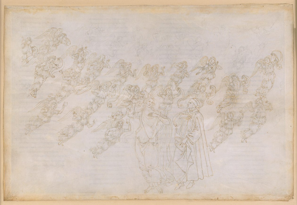 La Divina Commedia, Paradiso XXIX. Yhdeksäs sfääri (kristallitaivas tai Primum Mobile): Beatrice opettaa Dantelle enkelien luomista ja olemusta tekijältä Sandro Botticelli