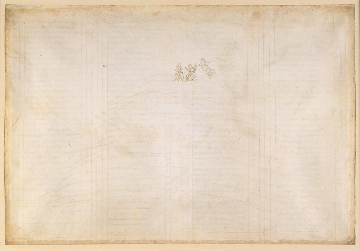 La Divina Commedia, Paradiso XXXII. Empyreum: Bernhard von Clairvaux selittää taivaan ruusun rakennetta; Danten Neitsyt Marian näky tekijältä Sandro Botticelli