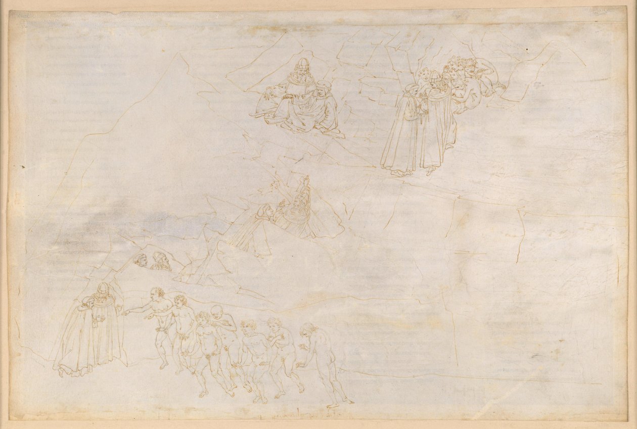 La Divina Commedia, Purgatorio IV. Esipurgatorio: saarirengas, jalustamassiivi ja keskialue; viivyttelijöiden nousu ja katumus tekijältä Sandro Botticelli