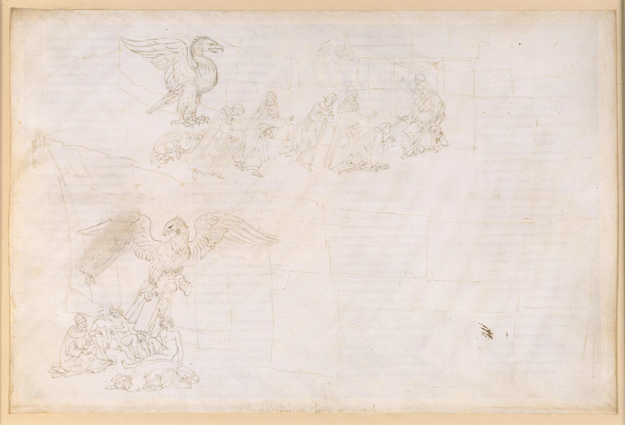 La Divina Commedia, Purgatorio IX. Purgatorion esialue: keskialue ja portin terassi: Danten uni; Purgatorion portin edessä tekijältä Sandro Botticelli