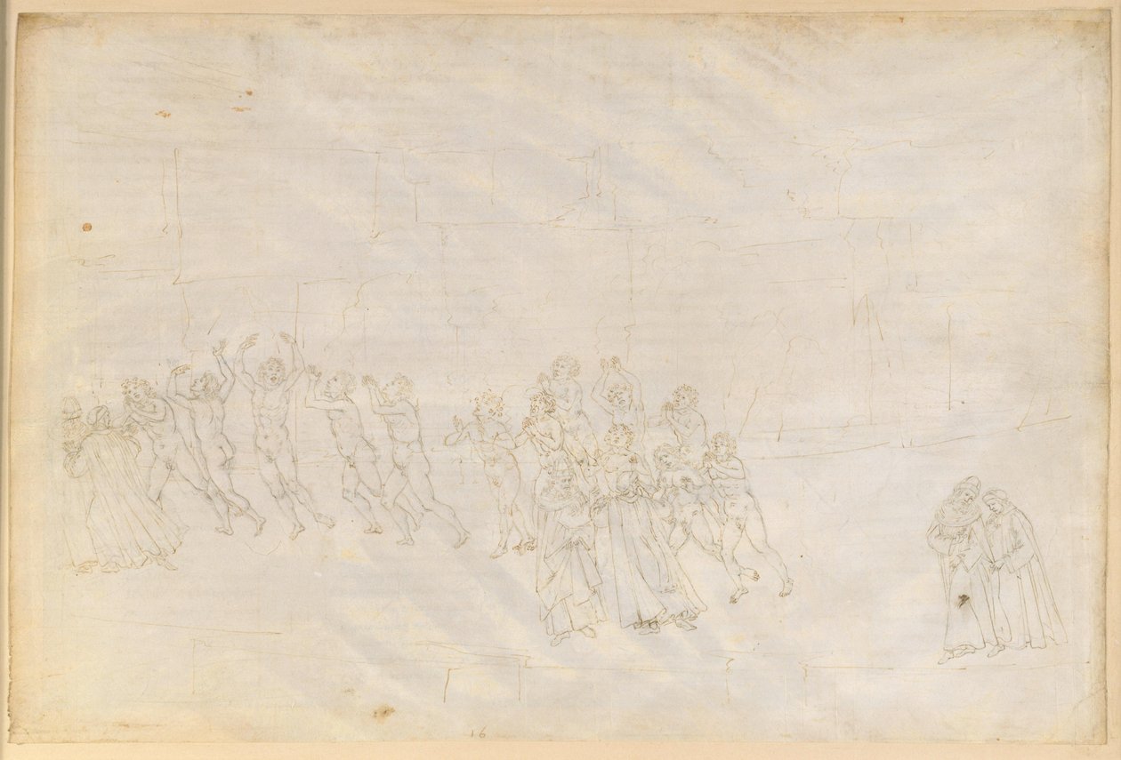 La Divina Commedia, Purgatorio XVI. Purgatorion kolmas kehä: kiivasluontoisten katumus; Danten keskustelu Marco Lombardon kanssa tekijältä Sandro Botticelli
