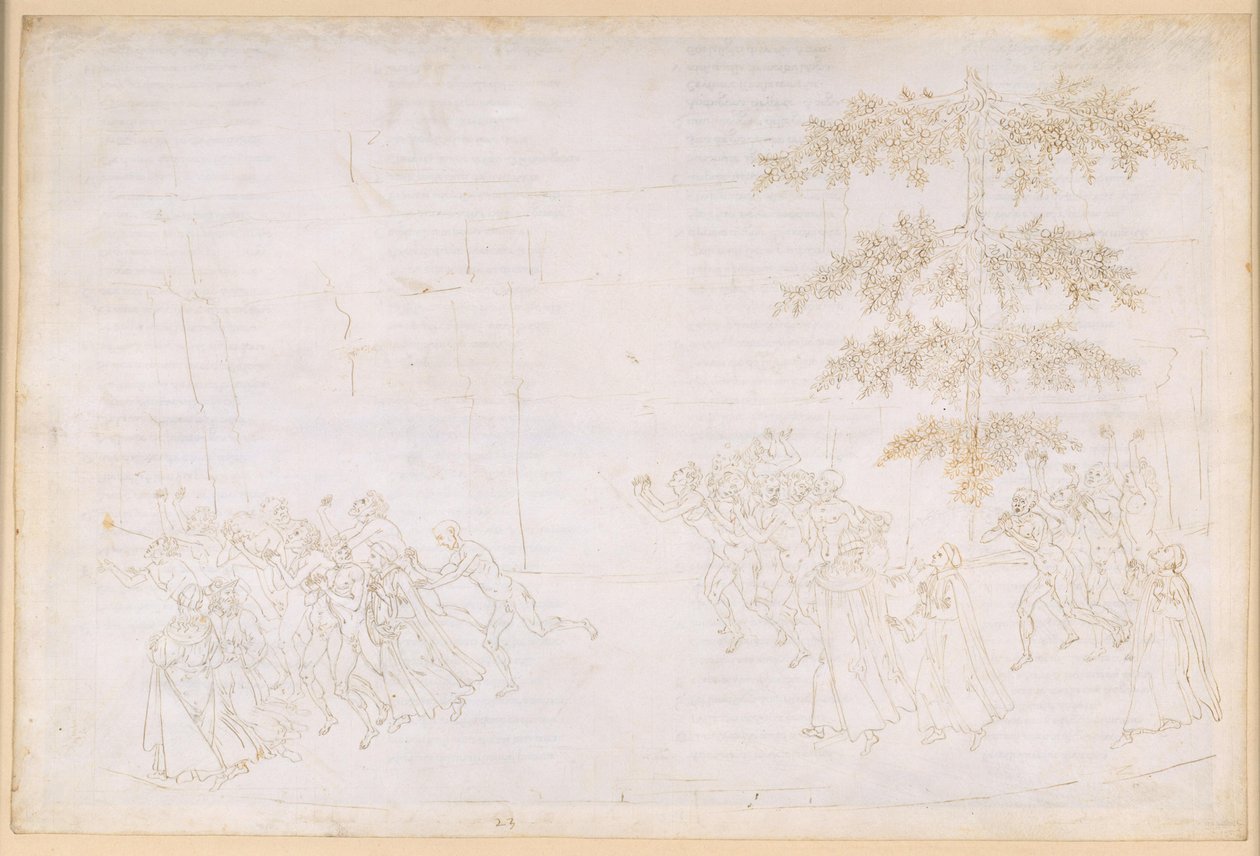 La Divina Commedia, Purgatorio XXIII. Purgatorion kuudes kehä: Herkkusuiden katumus; kohtaaminen Forese Donatin kanssa tekijältä Sandro Botticelli