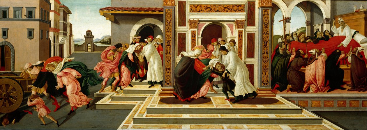 Viimeinen ihme ja Pyhän Zenobiuksen kuolema, n. 1500 tekijältä Sandro Botticelli