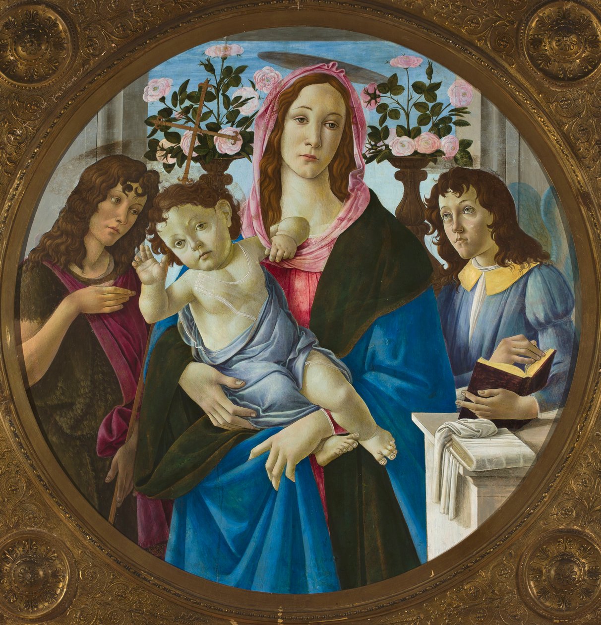 Madonna ja Jeesus-lapsi, Pyhä Johannes Kastaja ja enkeli tekijältä Sandro Botticelli