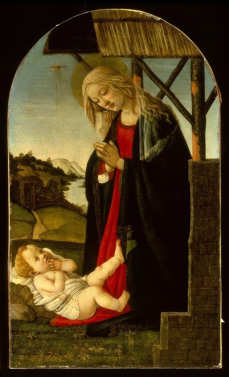 Maria, das Kind anbetend tekijältä Sandro Botticelli