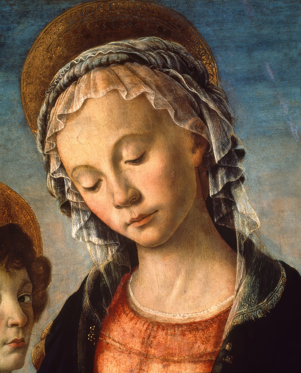 Maria lapsen kanssa, poika John ja kaksi enkeliä tekijältä Sandro Botticelli