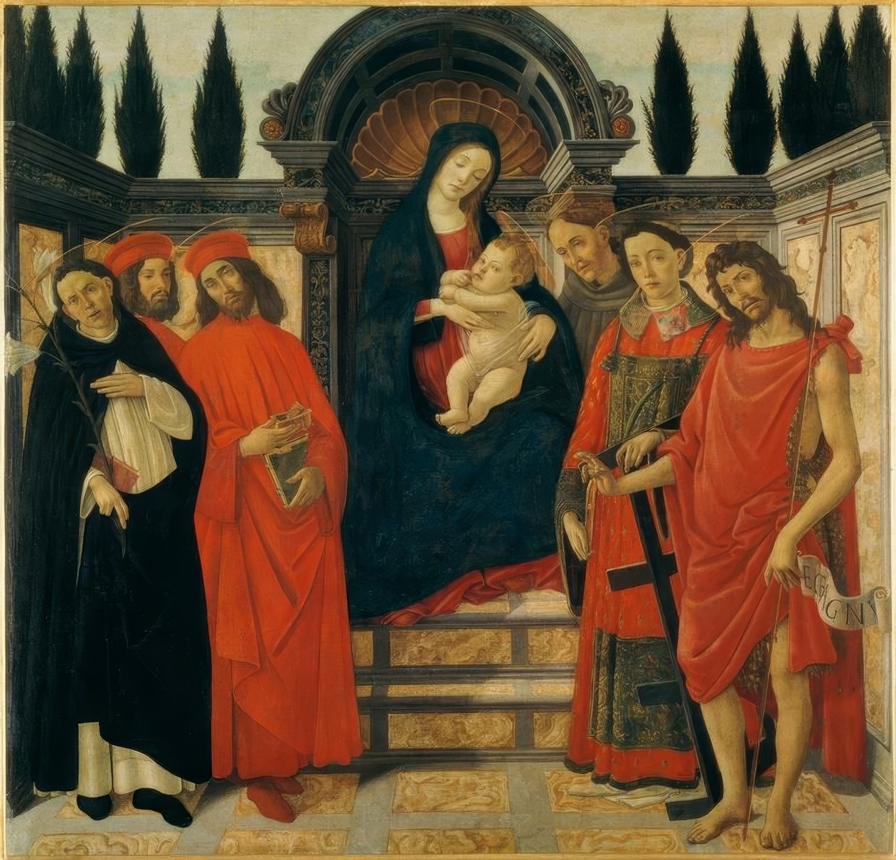 Maria mit Kind und Heiligen tekijältä Sandro Botticelli